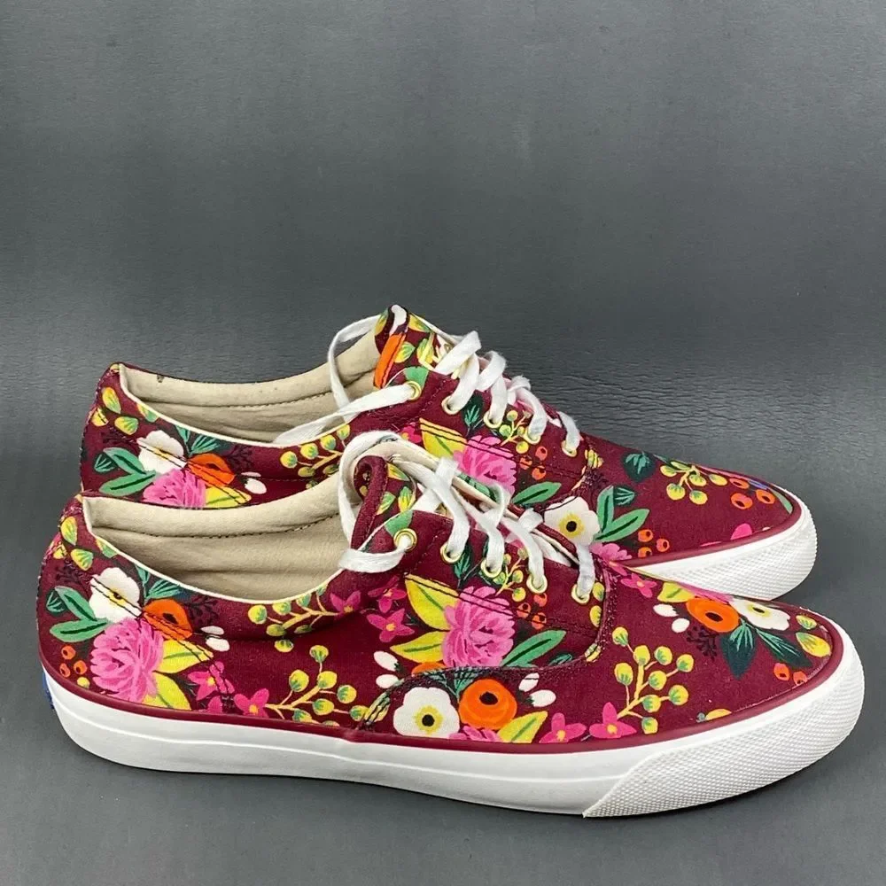 Keds x Rifle Paper Co. Collab Anchor Floral Lowtop Lace Up Sneakers 10